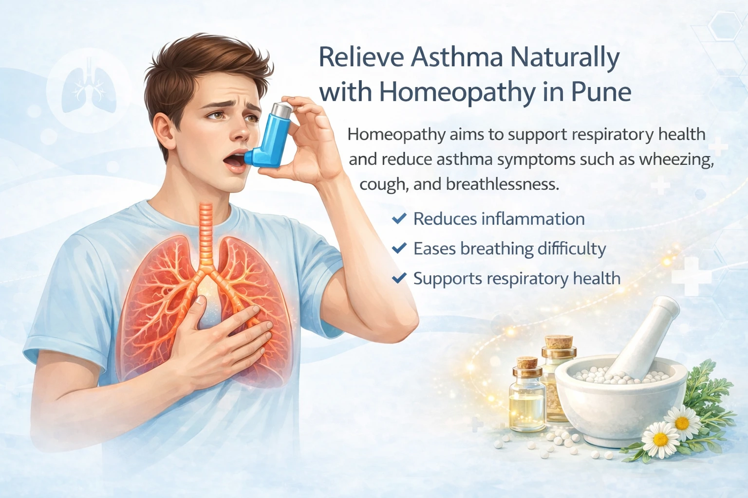 person using inhaler during asthma breathing difficulty