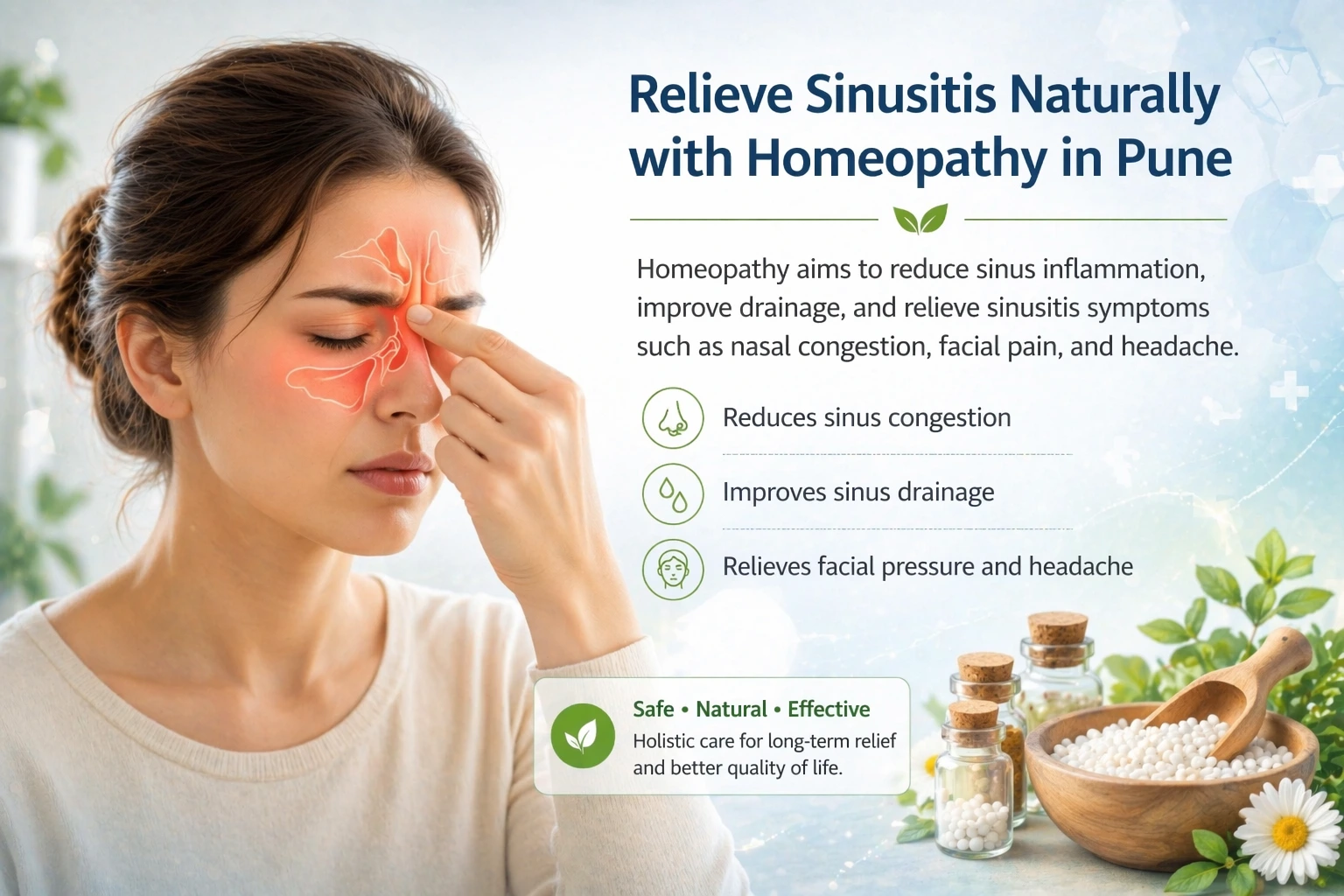 woman experiencing sinusitis facial pain and sinus pressure