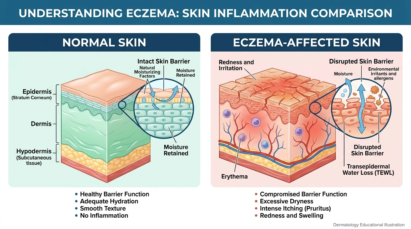 medical illustration showing eczema skin inflammation